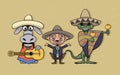 Mexican cartoon characters Royalty Free Stock Photo