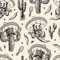 Mexican cartoon characters seamless pattern Royalty Free Stock Photo