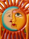 Mexican carving of the sun and the moon Royalty Free Stock Photo