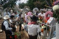 Mexican cemetery decorated with cempasÃÂºchil flowers in Day of the Dead