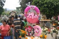 Mexican cemetery decorated with cempasÃÂºchil flowers in Day of the Dead