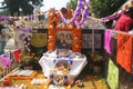 Mexican cemetery decorated with cempasÃÂºchil flowers in Day of the Dead