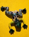 Mexican Ceramic Frog Yellow Wall Mexico Royalty Free Stock Photo