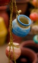 Mexican ceramic pots on ropes - 4 Royalty Free Stock Photo