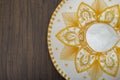 Mexican charro hat on wooden table. Mariachi hat.