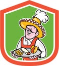 Mexican Chef Cook Shield Cartoon Royalty Free Stock Photo