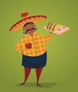 Mexican chef with tacos, vector cartoon character Royalty Free Stock Photo