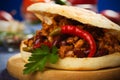 Mexican chili beans sandwich Royalty Free Stock Photo