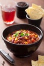 Mexican chili con carne in black bowl Royalty Free Stock Photo