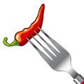 Mexican chili pepper and fork Royalty Free Stock Photo