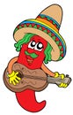 Mexican chilli guitar player Royalty Free Stock Photo