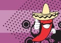 Mexican chilli mariachi pictogram cartoon background