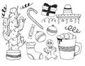 Mexican Christmas items graphics set. Decorative elements for festive design Royalty Free Stock Photo