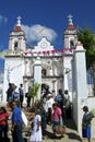 Mexican cathedral and people