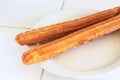 Mexican Churros with sugar and cinnamon