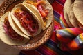 Mexican Cochinita Pibil Tacos Top View