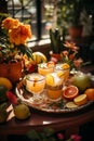 Mexican Cocktail Fiesta: Vibrant Table Setting on Terracotta Patio