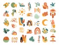 Mexican color shapes, sun and moon floral elements