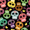 Mexican vector skulls for day of the dead. Dia de los muertos. Illustration for banner site card walpaper design Royalty Free Stock Photo