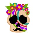 Mexican colored floral skull