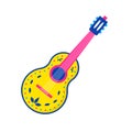 Mexican colorful guitar, traditional symbol. Flat vector illustration. Culture, travel