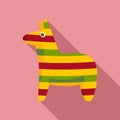 Mexican colorful horse icon, flat style