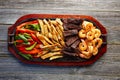 Mexican combo beef chicken fajitas shrimp Royalty Free Stock Photo