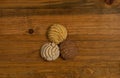 Mexican Concha Sweet bread Scone on wood Surface.