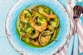 MEXICAN CUISINE. Aguachile de camaron. Prawns aguachile. Shrimps eviche cebiche with cucumber, lemon and purple onion Royalty Free Stock Photo