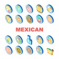 mexican cuisine dinner food icons set vector Royalty Free Stock Photo