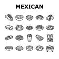 mexican cuisine food dinner icons set vector Royalty Free Stock Photo