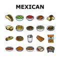 mexican cuisine food dinner icons set vector Royalty Free Stock Photo