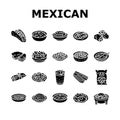 mexican cuisine food dinner icons set vector Royalty Free Stock Photo