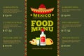 Mexican cuisine food restaurant menu vector template