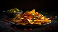 Mexican Cuisine at Its Best Nachos with Cheese and Jalapenos Ready to Enjoy Food Photography. Generative AI