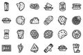 Mexican cuisine line vector doodle simple icon set Royalty Free Stock Photo