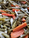 lot of chopped nopal salad with carrot and onion, background and texture