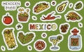 Mexican cuisine, vector doodle food set. National spicy food, fast food, snacks. Sketch illustration for restaurant