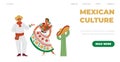 Mexican culture website for traveling to Mexico, flat vector illustration.