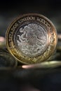 Mexican currency in the foreground,With dark background Royalty Free Stock Photo