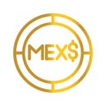 Mexican currency peso golden coin, can be used as a design symbol for money, finance and business. with a gradient fill design