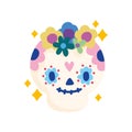 Mexican cute skull floral flowers ornament, mexico culture