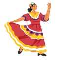 Mexican dancer, folk dance female character vector