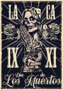 Mexican day of dead monochrome poster Royalty Free Stock Photo