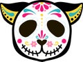 Mexican dead Cat. Cat skull sugar head colorful holiday vector illustration for day of the dead, bones skeleton dia de