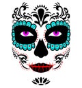 Mexican death mask La Catrina for santa muerte - day of the dead holiday, feast. And for halloween.