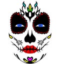 Mexican death mask La Catrina for santa muerte - day of the dead holiday, feast.