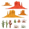 Mexican desert landscape cartoon elements