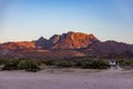 Mexican desert landscape with juniper trees and scrubland