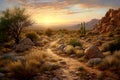 Mexican desert sunset, Generative AI Royalty Free Stock Photo